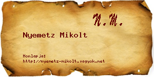 Nyemetz Mikolt névjegykártya